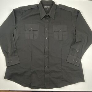 Tact Squad Shirt Mens 2XL Black Long Sleeve Uniform Tactical Police Button Front